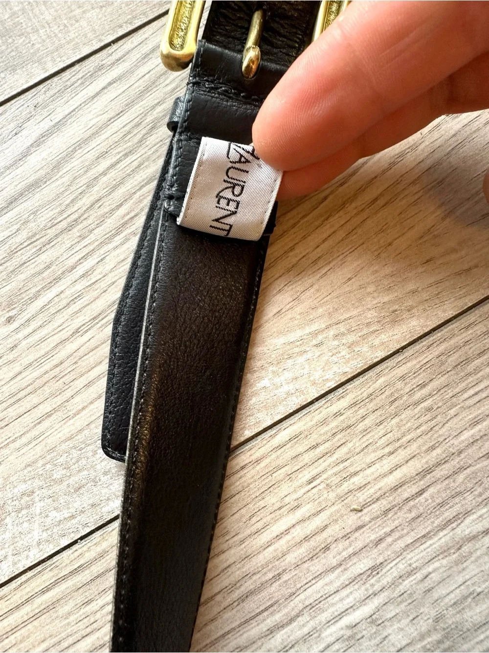 YSL Minimalist Belt in Leather and Brass - Vintage